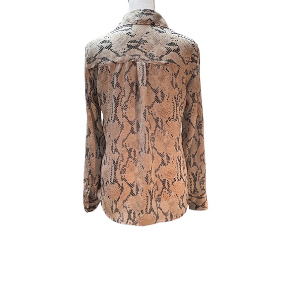 Express The Portofino Shirt Pink, Brown & White Snakeskin Button Down Shirt XS - Picture 6 of 14